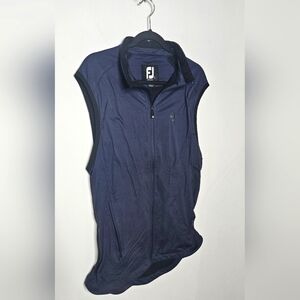 FJ‎ FootJoy DryJoys Navy Blue Sleeveless Full Zip Golf Vest Mens Small